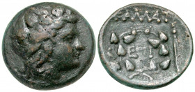 Thrace, Kallatis. 3rd-2nd centuries B.C. AE 21 (21.1 mm, 7.43 g, 5 h). Epi-, magistrate. Ivy-wreathed head of Dionysos right / KAΛΛATI above, EΠI with...