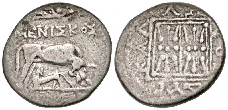 Illyria, Dyrrhachion. Ca. 250-200 B.C. AR drachm (18.9 mm, 2.43 g, 3 h). Menisko...