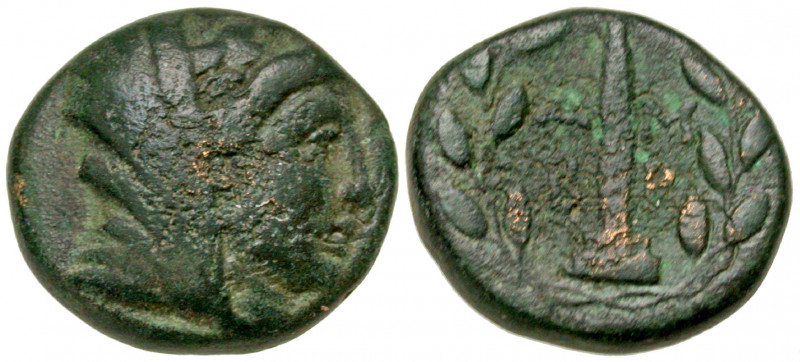 Epeiros, Ambrakia. Ca. 148 B.C. AE 17 (16.7 mm, 4.82 g, 1 h). Laureate, draped, ...
