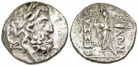 Thessaly, Thessalian League. Late 2nd-mid 1st centuries B.C. AR stater (20.2 mm, 5.81 g, 1 h). Sosipatros and Gorgopas, magistrates. Laureate head of ...