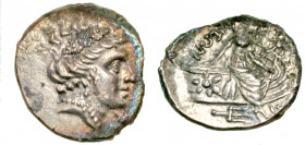 Euboia, Histiaia. 3rd-2nd century B.C. AR tetrobol (15.6 mm, 1.59 g, 10 h). Head of the nymph Histiaia right, hair rolled and bound with a wreath of i...