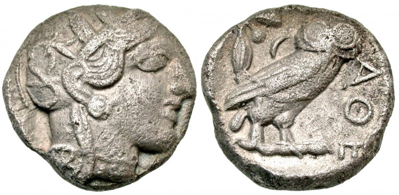Attica, Athens. 454-404 B.C. AR tetradrachm (23.8 mm, 16.46 g, 9 h). Helmeted he...