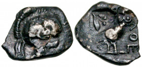 Attica, Athens. 449-404 B.C. AR obol (11.1 mm, 0.63 g, 11 h). Helmeted head of Athena right wearing Attic helmet / AΘE, owl standing right within incu...