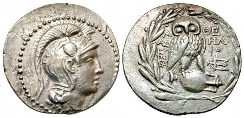 Attica, Athens. Ca. 165-42 B.C. AR "New Style" tetradrachm (33.8 mm, 16.76 g, 1 ...