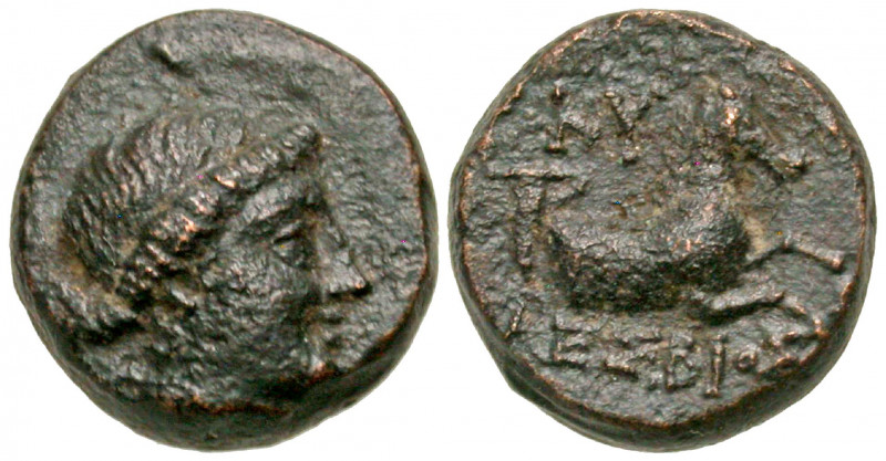 Aiolis, Kyme. 250-190 B.C. AE 13 (13.1 mm, 2.86 g, 6 h). Lesbios, Magistrate. He...