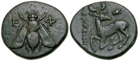 Ionia, Ephesos. Ca. 387-295 B.C. AE 15 (14.9 mm, 2.02 g, 0 h). Leopeithes, magistrate. E - Φ, bee with straight wings / ΛEΩΠEIΘHΣ, stag recumbent left...