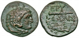 Ionia, Erythrai. Ca. 4th century B.C. AE 17 (17.0 mm, 3.02 g, 8 h). Kallis, magistrate. Head of Hercules right wearing lion's skin headdress / EPY, KA...