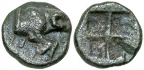 Ionia, Klazomenai. Ca. 190-30 B.C. AE 8 (7.8 mm, 0.40 g). Forepart of boar right / K-Λ-A, within quadripartite incuse square. SNG Copenhagen 92-3. aVF...