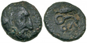 Lydia. Autophradates. as satrap, ca. 380-355 B.C. AE 10 (10.6 mm, 1.05 g, 11 h). Bearded head of Autophradates right wearing kyrbasia / OΛ, grain ear ...