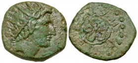 Islands off Caria, Rhodos. Rhodes. 1st Century B.C AE 19 (18.8 mm, 3.68 g, 4 h). Epituchos, magistrate. Radiate head of Helios right / Ρ-Ο, ΕΠΙΤΥΞΗΣ, ...