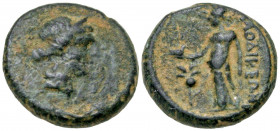 Phrygia, Laodikeia. Ca. 2nd-1st century B.C. AE 15 (14.5 mm, 2.80 g, 1 h). Diademed head of Aphrodite right / ΛAOΔIKEΩN, Aphrodite standing left, hold...