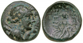 Pamphylia, Perge. 2nd-1st centuries B.C. AE 17 (17.3 mm, 4.26 g, 1 h). Jugate heads of Artemis and Apollo right, quiver over shoulder / AΡTEMIΔOΣ ΠEΡΓ...