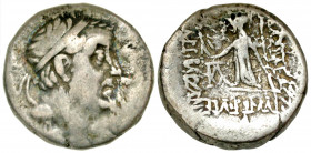 Cappadocian Kingdom. Ariobarzanes I. 95-63 B.C. AR drachm (16.6 mm, 3.94 g, 1 h). Dated RY 32 = 63/62 B.C. Diademed head of Ariobarzanes I right / BAΣ...