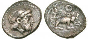 Seleukid Kingdom. Seleukos I Nikator. 312-281 B.C. AR obol (10.2 mm, 0.53 g, 7 h). A&#239 Khanoum mint, struck ca. 286 B.C. Laureate head of Zeus righ...