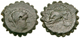 Seleukid Kingdom. Antiochos IV Epiphanes. 175-164 B.C. AE 16 serrate (15.9 mm, 3.00 g, 1 h). Ake-Ptolema&#239s mint, struck ca. 175-173 B.C. Diademed,...
