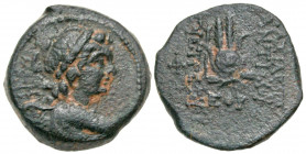 Seleukid Kingdom. Antiochos VII Euergetes. 138-129 B.C. AE 19 (18.6 mm, 6.00 g, 11 h). Antioch on the Orontes mint, dated SE 175 =138/7 B.C. Laureate ...