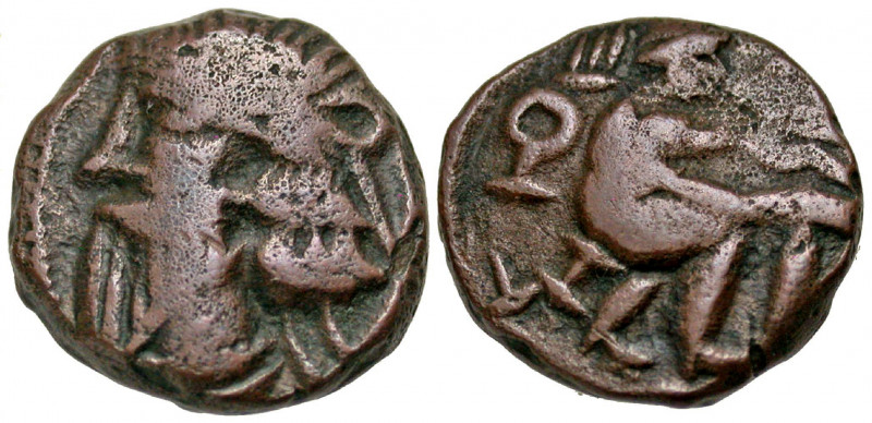 Indo-Parthian. Sanabares. Ca. A.D. 50-65. AE drachm (15.1 mm, 3.48 g, 11 h). Mar...