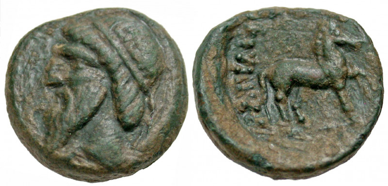 Parthian Kingdom. Mithradates I. 164-132 B.C. AE chalkous (15.3 mm, 3.35 g, 1 h)...