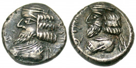 Kingdom of Persis. Pakur (Pakor) II. Early-mid 1st century A.D. AR hemidrachm (12.5 mm, 1.89 g, 12 h). Diademed and draped bust left, flower to left /...