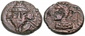 Elymaian Kingdom. Orodes IV. Ca. A.D. 150-200. AE drachm (14.9 mm, 3.10 g, 11 h). Diademed bust facing slightly left; large hair tuft on top and sides...