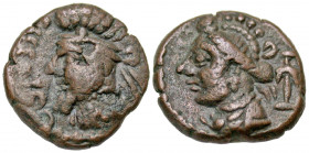 Elymaian Kingdom. Orodes V. Late 2nd-early 3rd centuries A.D. AE drachm (14.9 mm, 2.56 g, 1 h). Diademed bust left, tuft of hair on top of head / Drap...