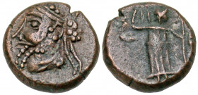 Elymaian Kingdom. Prince A. Late 2nd-early 3rd centuries A.D. AE drachm (12.5 mm, 2.34 g, 1 h). Diademed bust of Price A to left, tuft of hair at back...