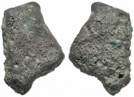 Anonymous. 5th-4th century B.C. AE aes rude (27x18x7 mm, 11.64 g). Irregular cast bronze. Thurlow & Vecchi pl. 2. VF, As made, green and earthen patin...
