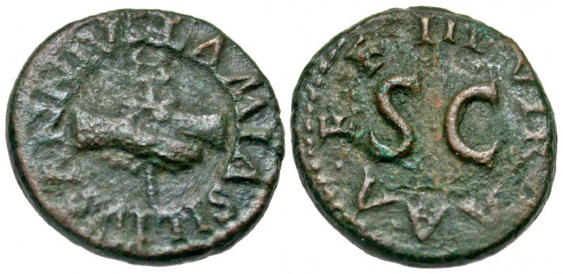 Augustus. 27 B.C.-A.D. 14 AE quadrans (16.9 mm, 2.93 g, 10 h). Rome mint, struck...