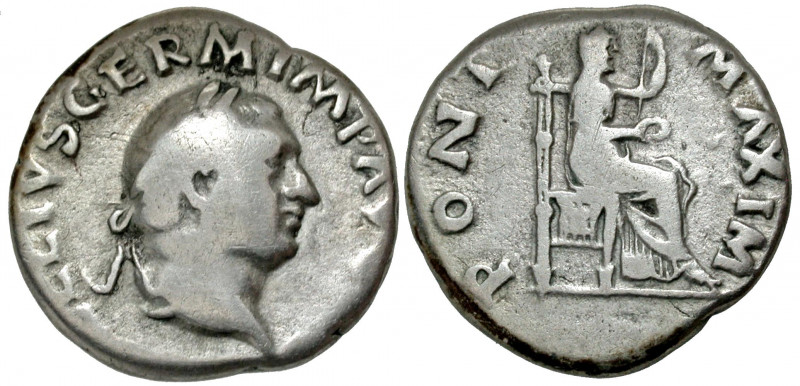 Vitellius. A.D. 69. AR denarius (17.0 mm, 3.03 g, 7 h). Rome mint, struck late A...