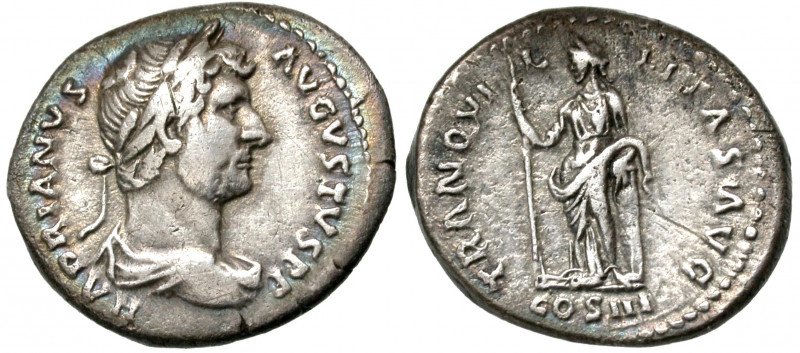 Hadrian. A.D. 117-138. AR denarius (18.7 mm, 2.79 g, 6 h). Rome mint, struck A.D...