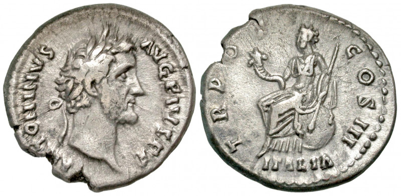 Antoninus Pius. A.D. 138-161. AR denarius (18.2 mm, 2.98 g, 7 h). Rome mint, str...