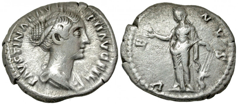 Faustina II. Augusta, A.D. 147-175. AR denarius (18.4 mm, 2.62 g, 7 h). Rome min...