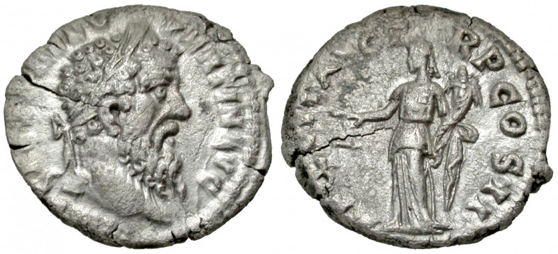 Pertinax. A.D. 193. AR denarius (17.5 mm, 3.18 g, 6 h). Rome mint. IMP CAES P HE...
