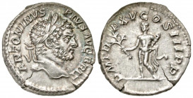 Caracalla. A.D. 198-217. AR denarius (18.6 mm, 2.85 g, 1 h). Rome mint, struck A.D. 212. ANTONINVS PIVS AVG BRIT, bearded older, laureate head of Cara...