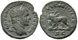 Caracalla. A.D. 198-217. AE as (24.1 mm, 6.18 g, 1 h). Rome mint, struck A.D. 217. ANTONINVS PIVS AVG GERM, laureate head of Caracalla right / P M TR ...