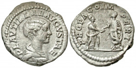 Plautilla. Augusta, A.D. 202-205. AR denarius (19.0 mm, 3.05 g, 7 h). Rome mint, struck A.D. 202. PLAVTILLAE AVGVSTAE, draped bust of Plautilla right ...