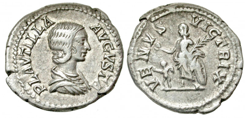 Plautilla. Augusta, A.D. 202-205. AR denarius (20.3 mm, 3.25 g, 5 h). Rome mint,...
