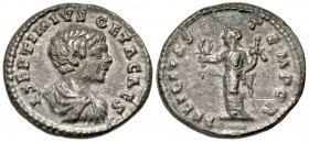 Geta. As Caesar, A.D. 198-209. AR denarius (18.5 mm, 2.62 g, 12 h). Rome mint, struck A.D. 198-200. L SEPTIMIVS GETA CAES , bare-headed, draped and cu...