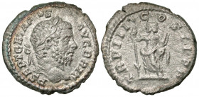 Geta. A.D. 209-212. AR denarius (19.1 mm, 2.19 g, 12 h). Rome mint, struck A.D. 211. P SEPT GETA PIVS AVG BRIT, bearded older, laureate head of Geta r...