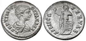 Geta. As Caesar, A.D. 198-209. AR denarius (19.0 mm, 2.77 g, 1 h). Laodicea ad Mare mint, struck A.D. 198-199. L SEPTIMIVS GETA CAES, bare-headed and ...