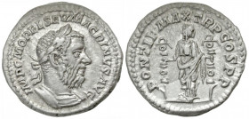 Macrinus. A.D. 217-218. AR denarius (20.2 mm, 4.01 g, 6 h). Rome mint, struck A.D. 217. IMP C M OPEL SEV MACRINVS AVG, laureate and cuirassed bust of ...