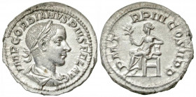 Gordian III. A.D. 238-244. AR denarius (20.5 mm, 3.48 g, 1 h). Rome mint, struck A.D. 241. IMP GORDIANVS PIVS FEL AVG, laureate, draped and cuirassed ...