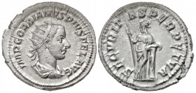 Gordian III. A.D. 238-244. AR antoninianus (23.9 mm, 3.94 g, 11 h). Rome mint, struck A.D. 243. IMP GORDIANVS PIVS FEL AVG, radiate, draped and cuiras...