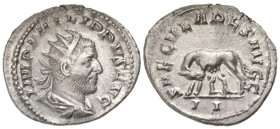 Philip I. A.D. 244-249. AR antoninianus (23.3 mm, 4.14 g, 11 h). Rome mint, struck A.D. 248. IMP PHILIPPVS AVG, radiate, draped and cuirassed bust of ...