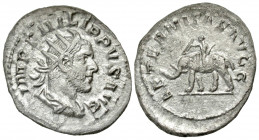 Philip I. A.D. 244-249. AR antoninianus (24.6 mm, 5.29 g, 7 h). Rome mint, struck A.D. 249. IMP PHILIPPVS AVG, radiate, draped and cuirassed bust of P...
