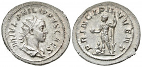 Philip II. As Caesar, A.D. 244-247. AR antoninianus (23.8 mm, 4.63 g, 6 h). Rome mint, struck A.D. 247. M IVL PHILIPPVS CAES, radiate, draped and cuir...
