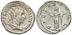 Trebonianus Gallus. A.D. 251-253. AR antoninianus (21.2 mm, 3.56 g, 7 h). Rome mint. IMP CAE C VIB TREB GALLVS AVG, radiate, draped and cuirassed bust...