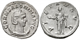 Salonina. Augusta, A.D. 254-268. AR antoninianus (21.2 mm, 3.47 g, 5 h). Viminacium mint, struck A.D 260-262. CORN SALONINA AVG, diademed and draped b...