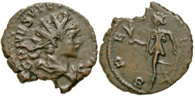 Tetricus II. Romano-Gallic Caesar, A.D. 271-274. AE antoninianus (19.8 mm, 2.74 g, 5 h). Trier mint. C PIV ESV TETRICVS CAES, radiate and draped bust ...