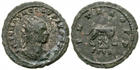 Claudius II Gothicus. A.D. 268-270. AE antoninianus (22.4 mm, 3.21 g, 6 h). Smyrna mint, struck A.D. 268-269. IMP C M AVR CLAVDIVS AVG, radiate, drape...